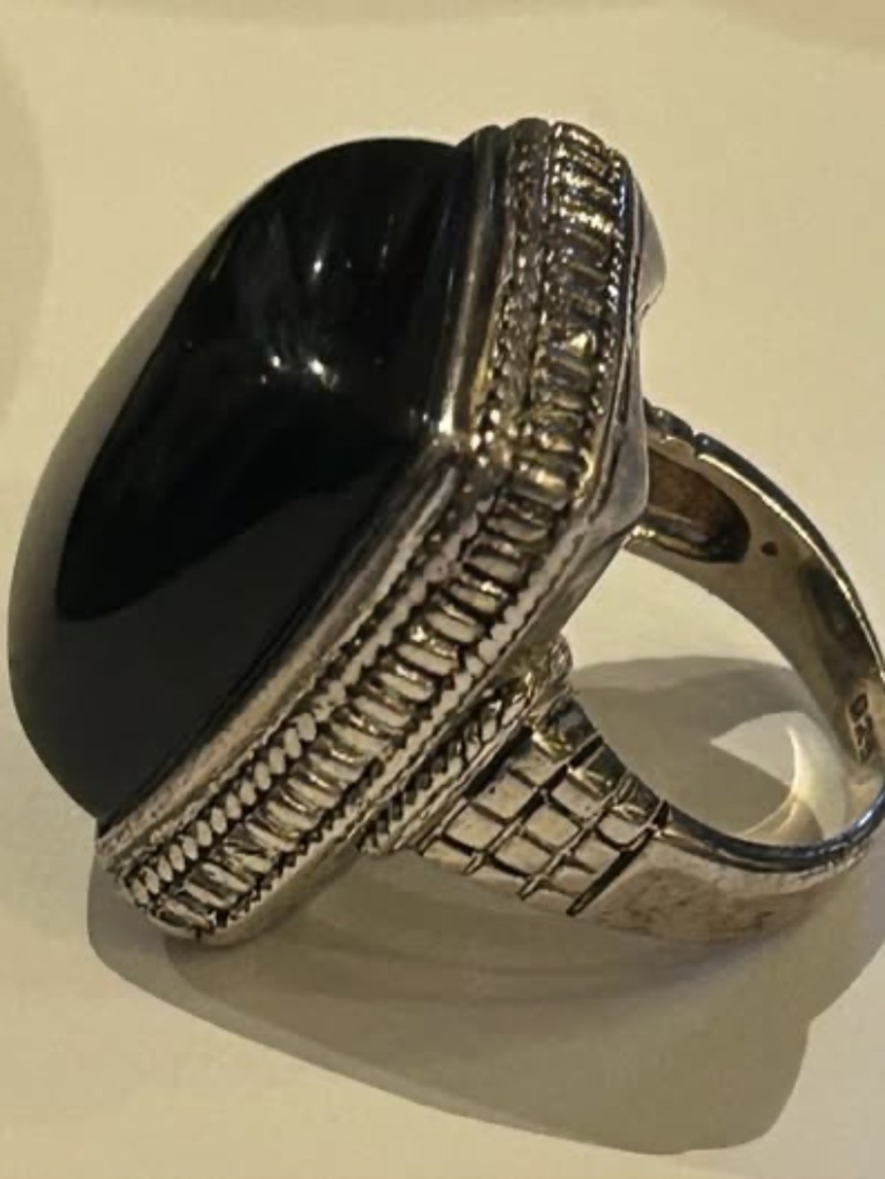 Handcrafted 925 Sterling Silver and Black Onyx Statement Ring Size 6